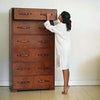 Havana Leather Chest of Drawers with Girl Opening 