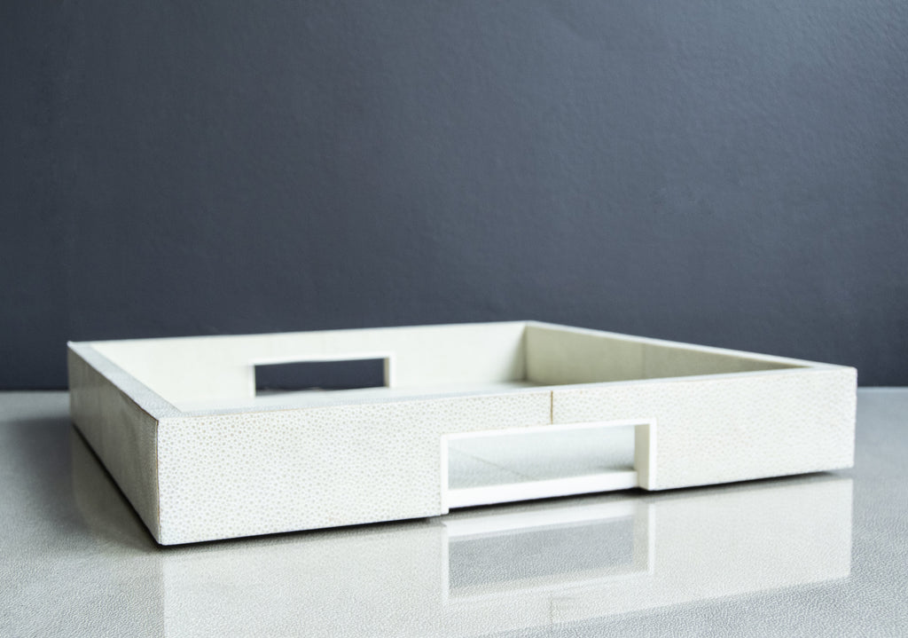Shagreen serving tray on desk