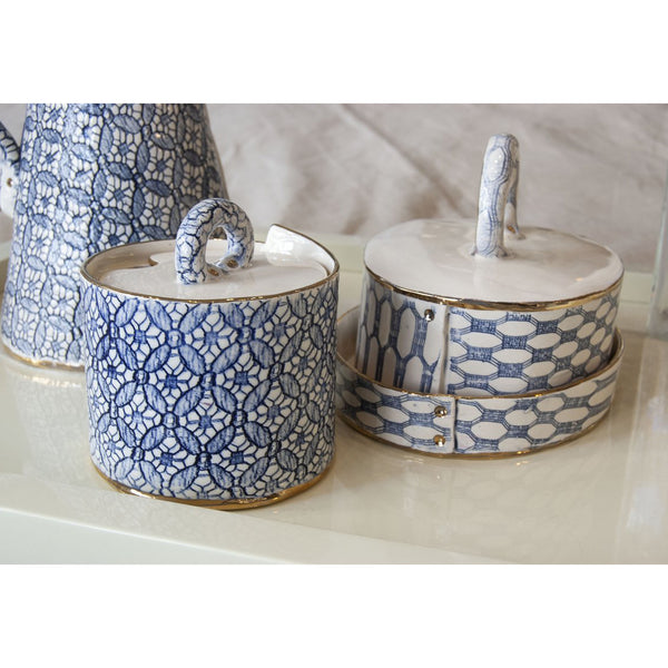 Ceramic butter and sugar dishes