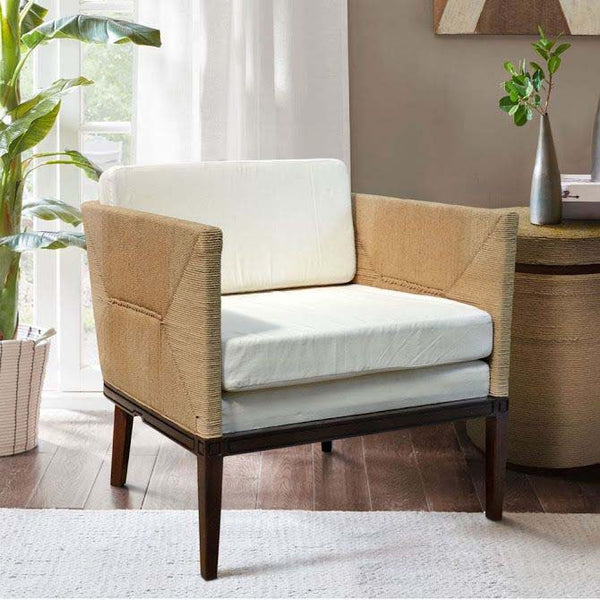 Maasai Mara Armchair with plants and linen basket