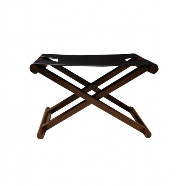 Black Leather Shikari Stool