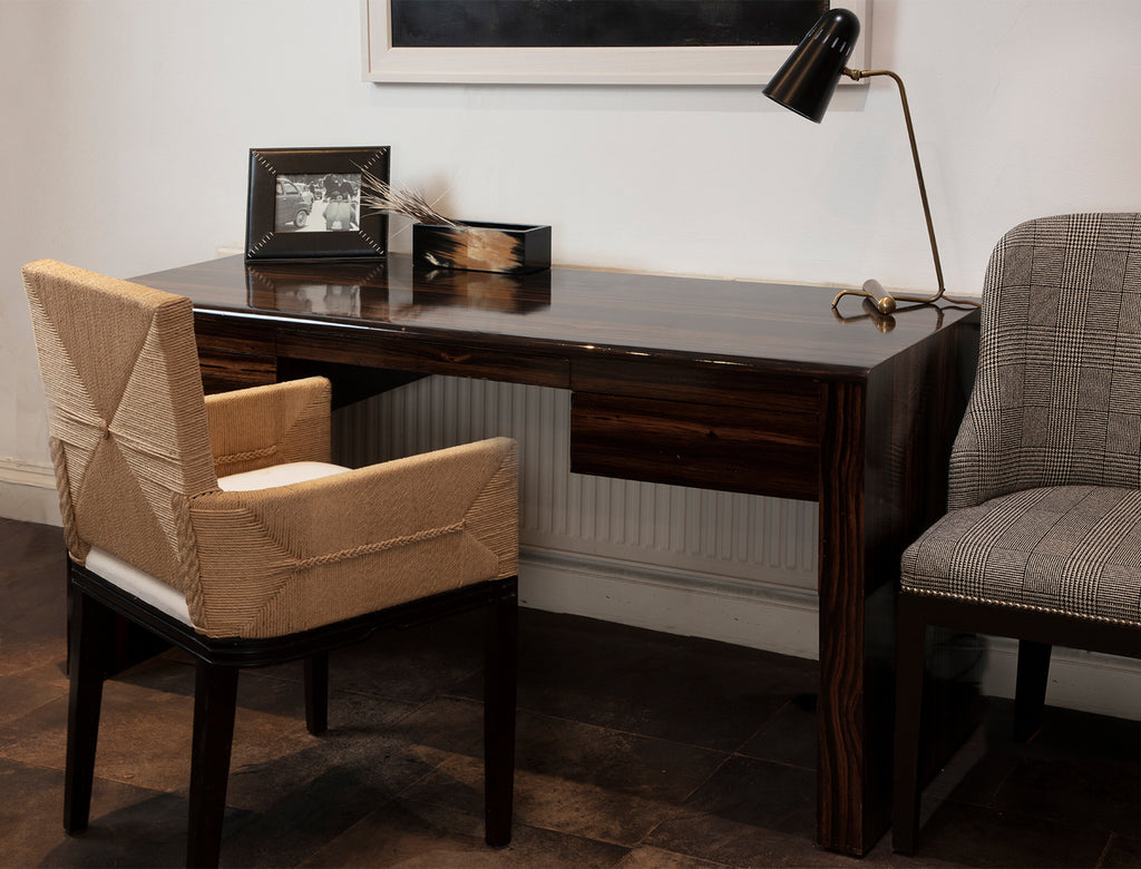 Metro Ebony desk with Maasai mara chair and Art Deco chair