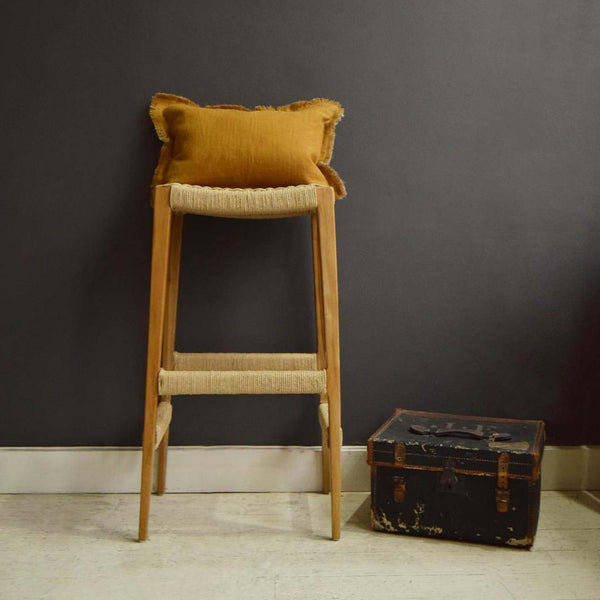 Rope Barstool with mustard cushion and trunk