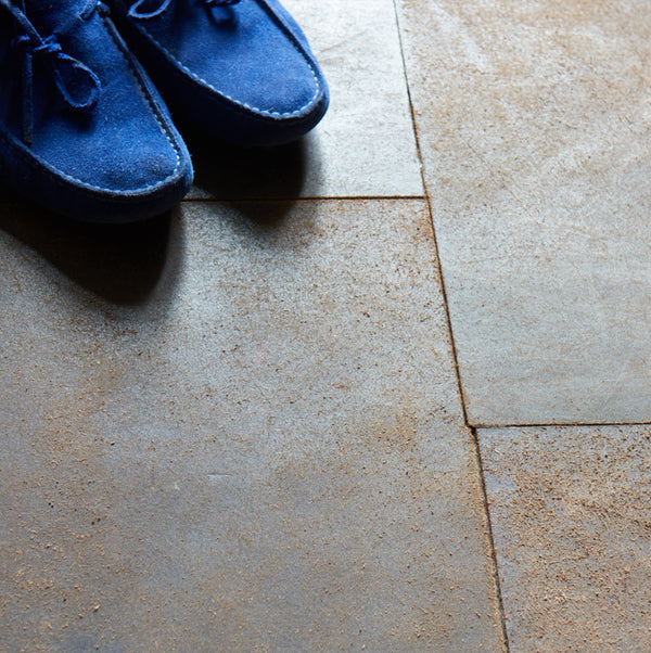 Leather Flooring with Blue Shoes