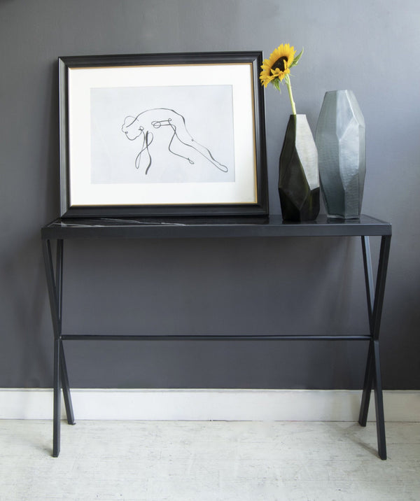 Marble Console with vases and picture