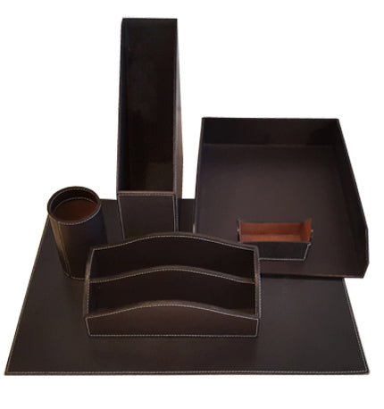 Havana Desk Set In espresso on white