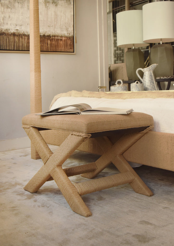 Maasai Mara Stool at foot of bed