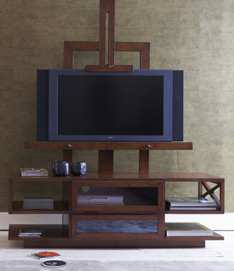 Havana Leather TV Easel with decor