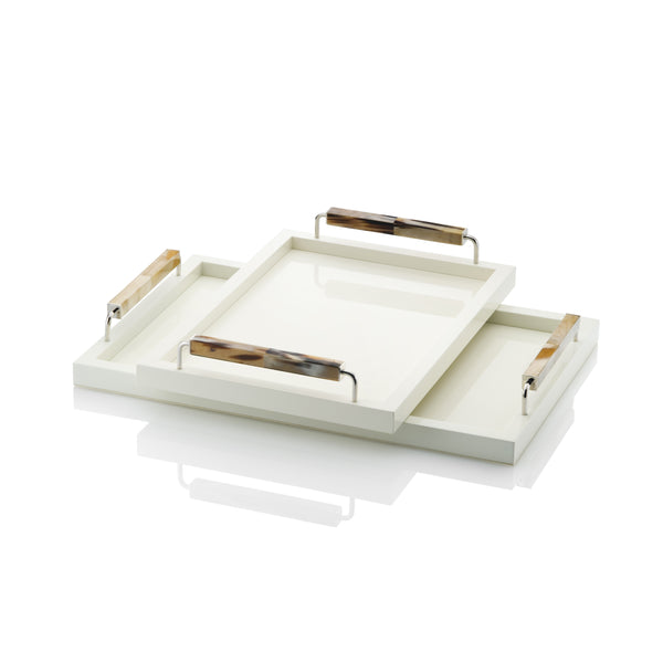 Acra white Lacqured Horn Tray Small and Medium