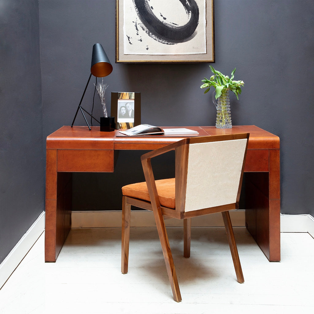Metro leather desk with geo chair