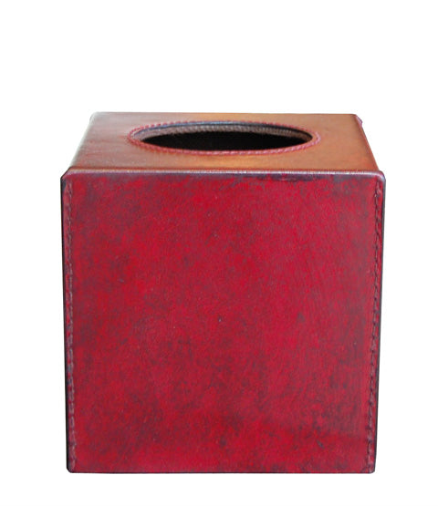 Havana Red Leather Tissue Box