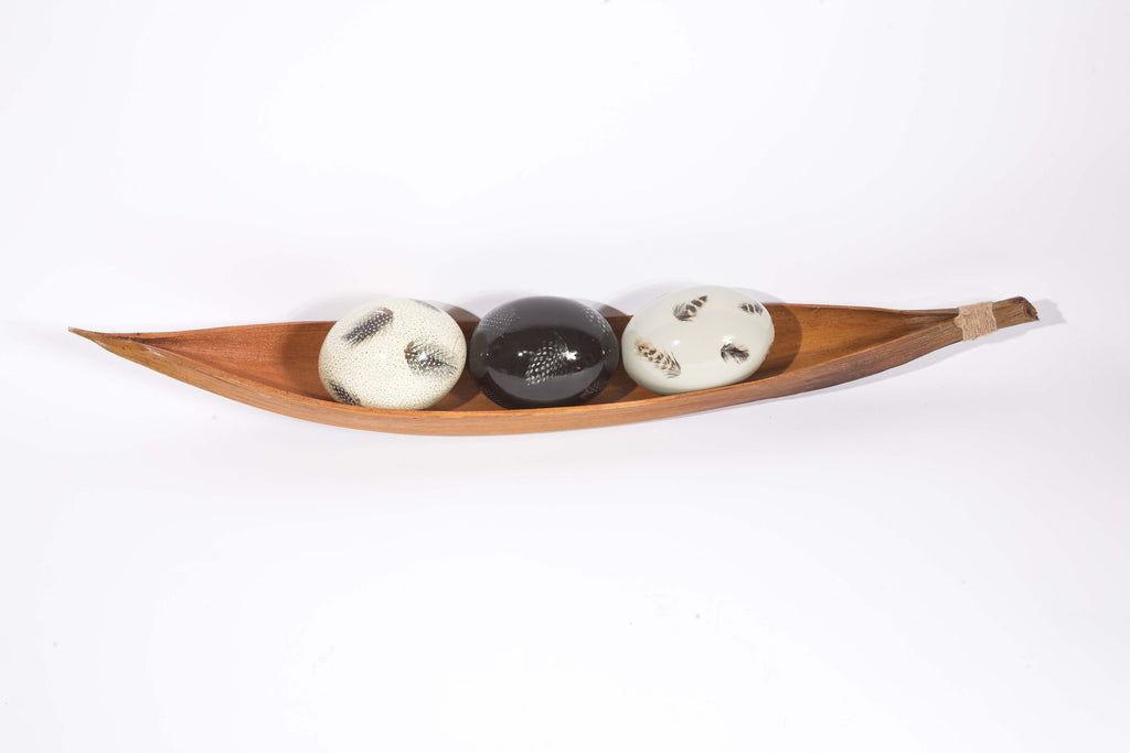 Boat bowl with ostrich eggs