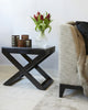 Metro Marble Top Side Table Emperador, with candles flowers and sofa